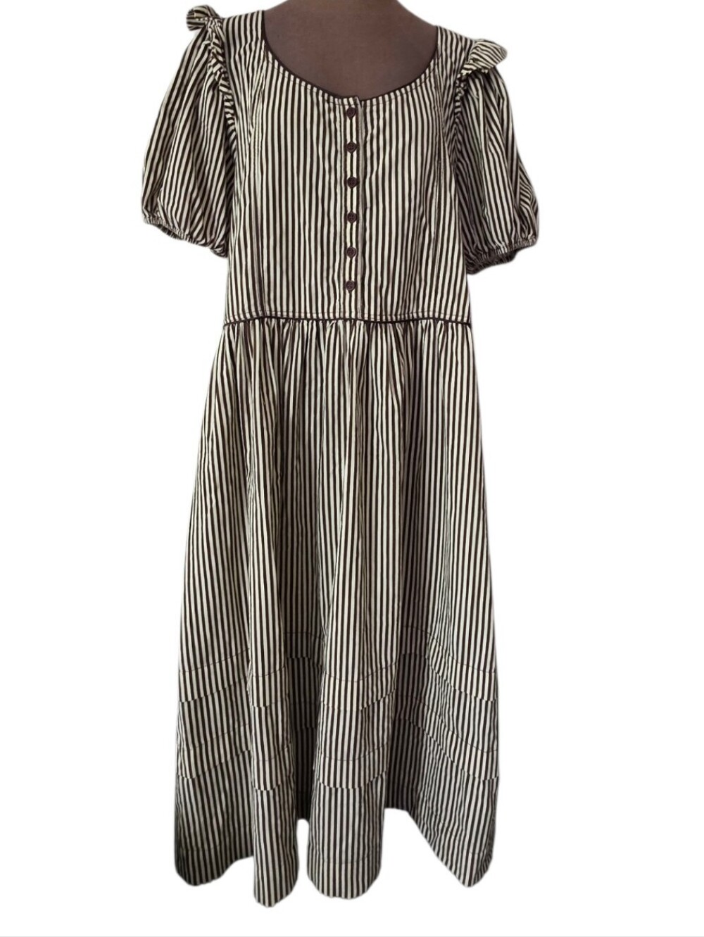 Free People Collier Cord Midi Dress – Brown Stripe Size Large - Picture 7 of 15